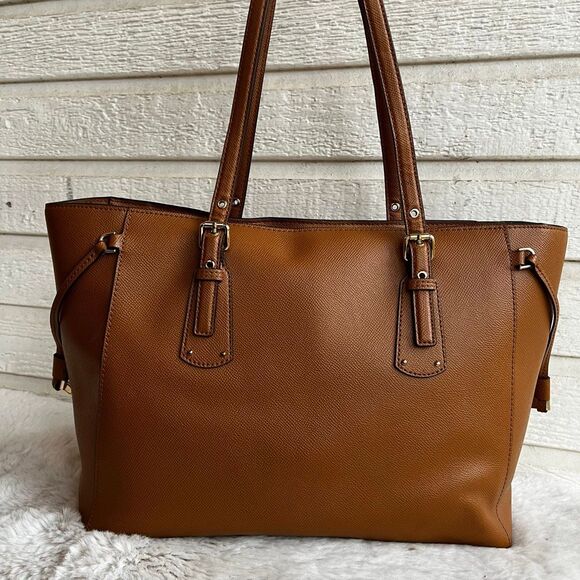 MICHAEL KORS Acorn Leather Voyager Laptop Jet Set Tote Shoulder Bag Traveller - Picture 3 of 11